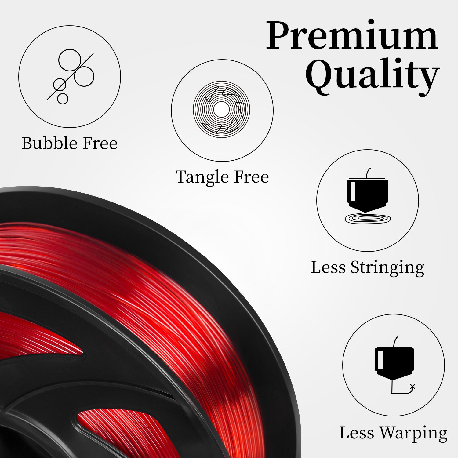 PETG Filament for 3D Printer Black, 1.75mm 1kg Spool (2.2lbs), Dimensional Accuracy +/- 0.02 mm, Clog-free/Bubble-free/Tangle-free 3D Printing Filament for Models, Sculptures, Candle Holders, Dog Tags