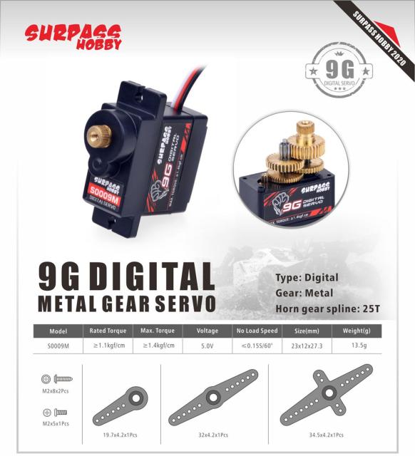 SURPASS Hobby Digital Servo 9G 17G 25G 6KG 9KG 15KG 20kg Metal Gear Servo for 1/8 1/10 RC Car Boat Duct Plane Airplane Robot