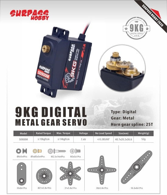 SURPASS Hobby Digital Servo 9G 17G 25G 6KG 9KG 15KG 20kg Metal Gear Servo for 1/8 1/10 RC Car Boat Duct Plane Airplane Robot